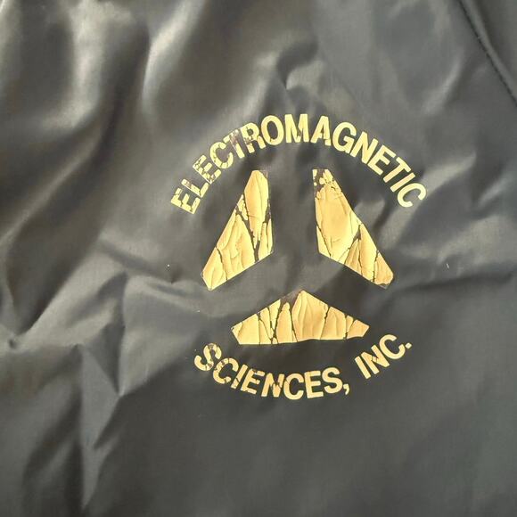 Vintage 80s Electromagnetic Sciences Inc Navy Bomber Jacket Adult Medium - Picture 3 of 4